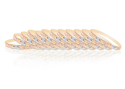 Three Tone Plated Side Veni Bangles